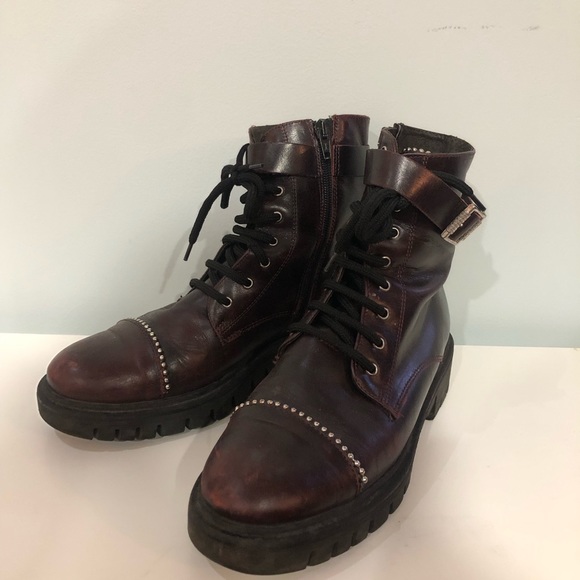 Leather Combat Boots Jonak Paris Size8 - Picture 2 of 3